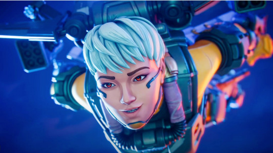 Apex Legends Season 22: A diving Valkyrie with a slight smile on her face