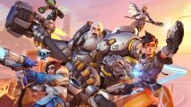 Best multiplayer games 2024: An ensemble screenshot of characters from Overwatch 2, a hero shooter and one of the best multiplayer games released in 2022, featuring Reinhardt, Mercy, Tracer, Mei, and Lucio