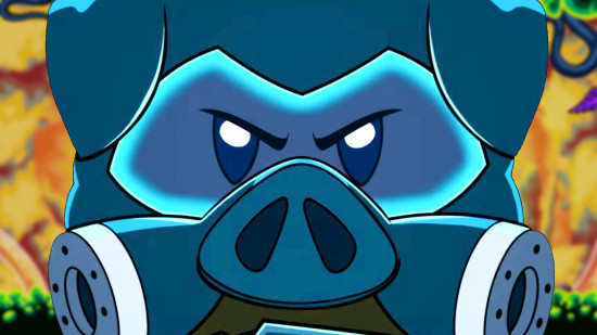 Charming new Metroidvania BioGun leaves Steam Early Access - Bek, a pig-like creature in a protective suit.