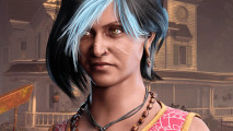 DBD August update will make the horror game’s best boy even better: Haddie Kaur stands in front of the house from Garden of Joy.