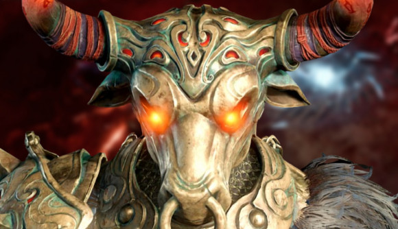 Diablo 4 devs say taking breaks is okay, but you won't want to miss Season 5 - A Barbarbian in the Brazen Horns helmet, shaped like a raging bull.