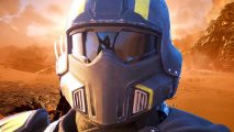 Helldivers 2 Steam review bombing: A soldier with a mask in co-op game Helldivers 2