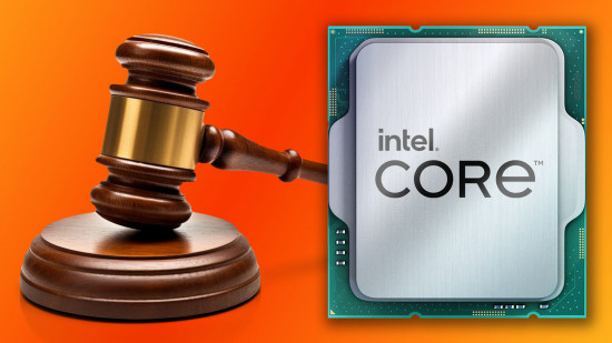 Intel class action lawsuit: Core CPU with hammer and gavel