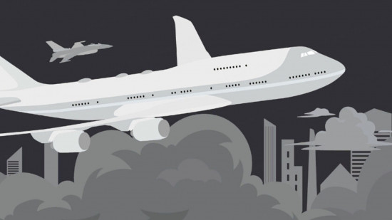 Mini Airways fuses air traffic control sims and roguelikes, is out now: A monochromatic Air Force One takes off above a greyscale city.