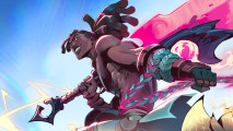 League of Legends rival Supervive drops new alpha, playable now: A cartoon black man with dreadlocks hoists a huge purple blade over his shoulder, looking back into the camera and smiling